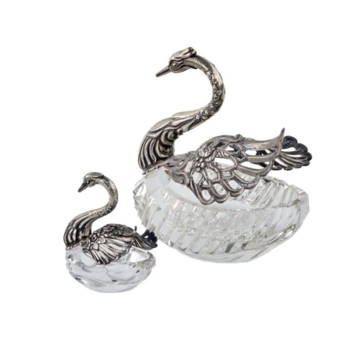 swan salt cellars or bonbonnieres set of 2 3