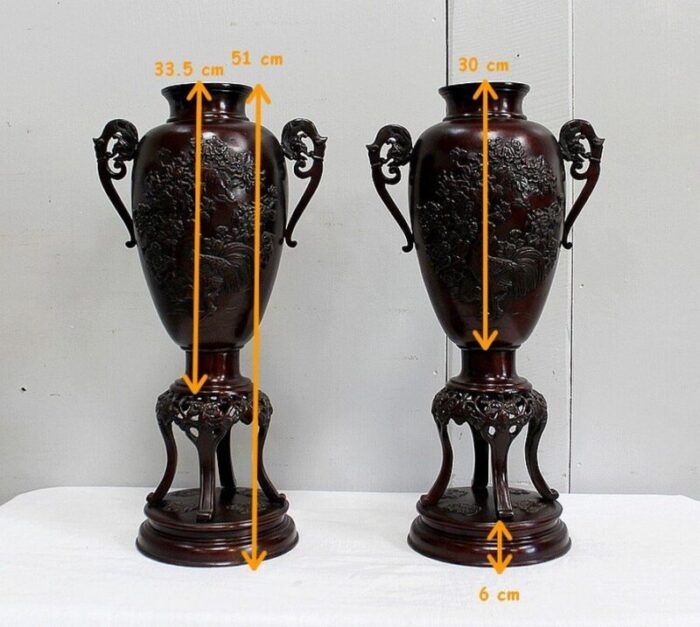 tall vases in bronze china late 19th century 37