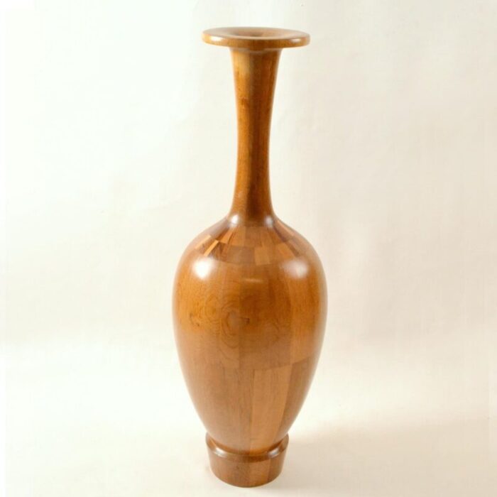 tall wooden vase by maurice bonami for de coene freres 2