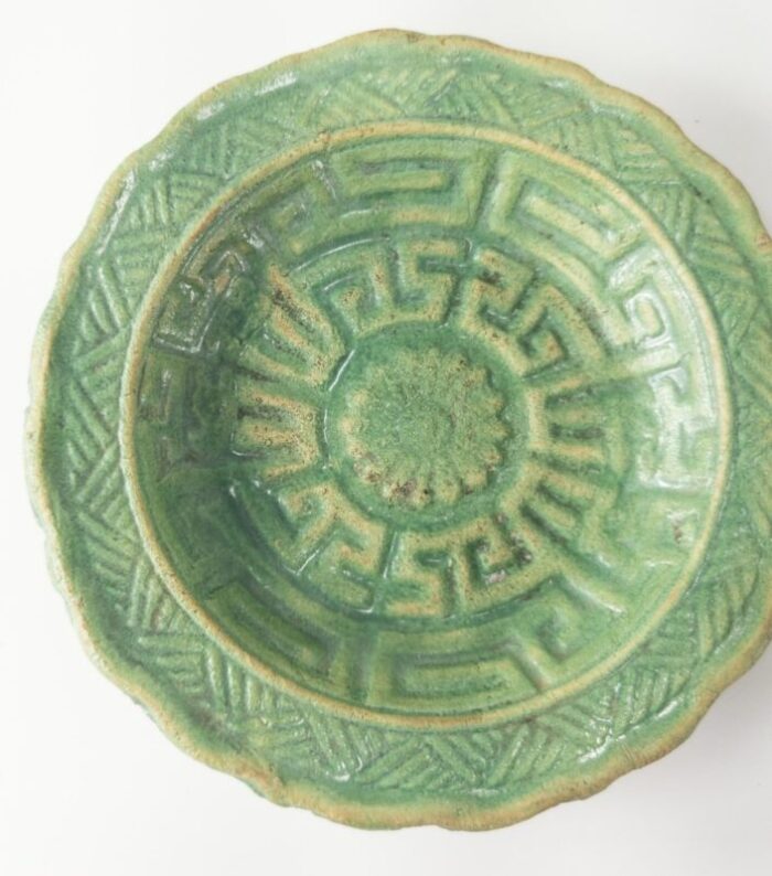 tang style green glazed molded plate 2