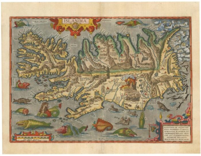 the famous sea monsters map of iceland 1595 2