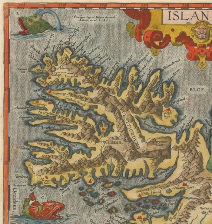 the famous sea monsters map of iceland 1595 3