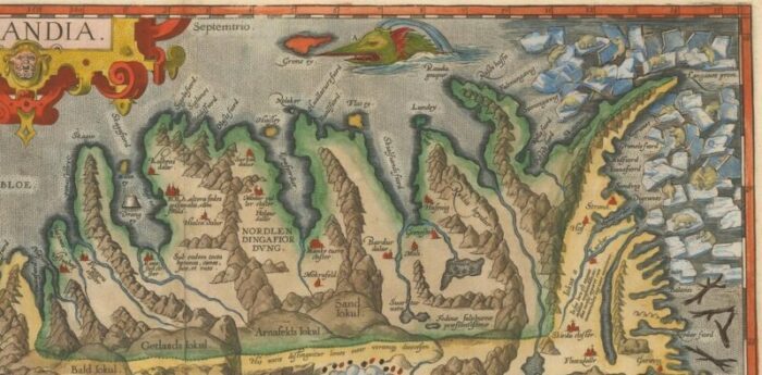 the famous sea monsters map of iceland 1595 4