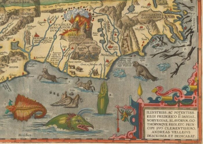 the famous sea monsters map of iceland 1595 6