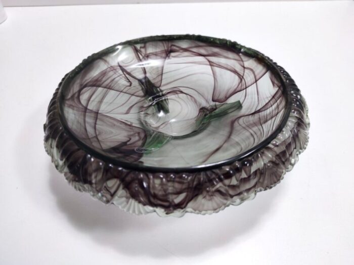 topaz violet cloud glass bowl or centerpiece from walther germany 1930s 1