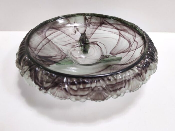 topaz violet cloud glass bowl or centerpiece from walther germany 1930s 3