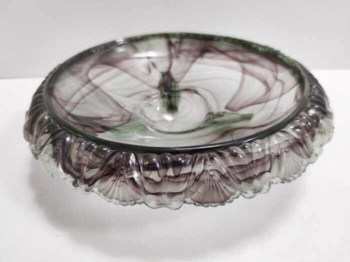 topaz violet cloud glass bowl or centerpiece from walther germany 1930s 4