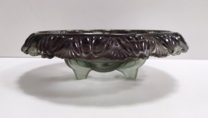 topaz violet cloud glass bowl or centerpiece from walther germany 1930s 6