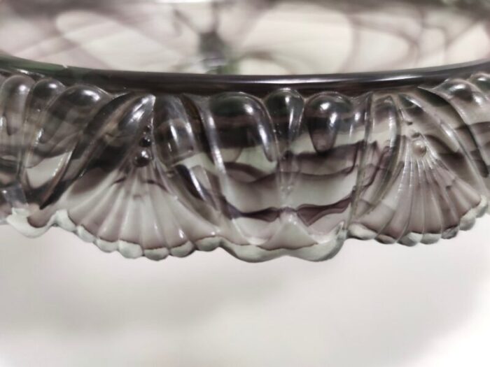 topaz violet cloud glass bowl or centerpiece from walther germany 1930s 7