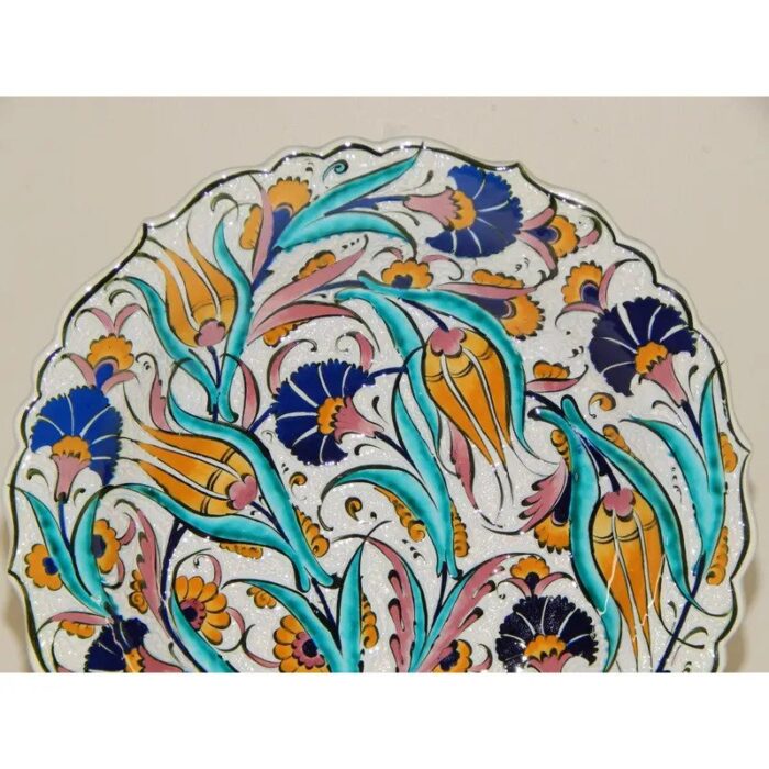 traditional turkish iznik pottery platter with tulip design 4