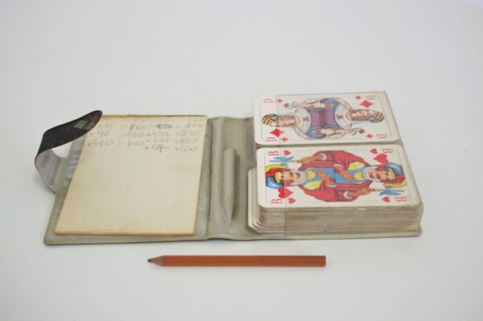 travel notepad with playing cards from schmids munchen spielkarten 1960s 7