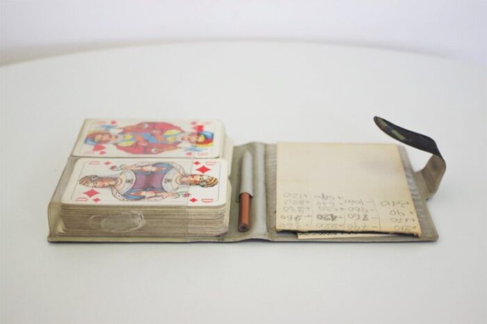 travel notepad with playing cards from schmids munchen spielkarten 1960s 8