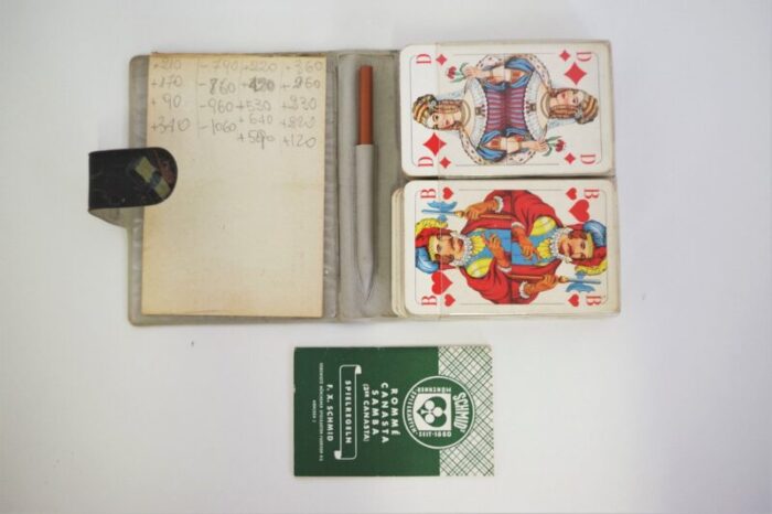 travel notepad with playing cards from schmids munchen spielkarten 1960s 9