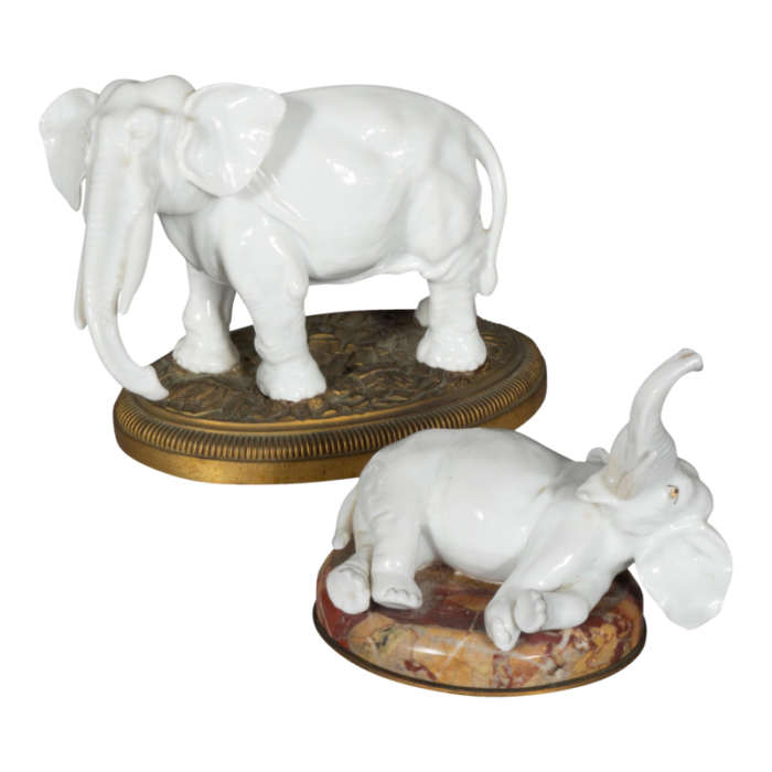 two european blanc de chine porcelain figures of elephants a pair 2645