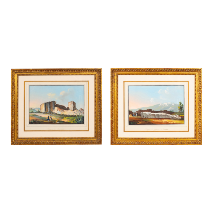 two italian grand tour gouaches of ancient temples a pair 2289