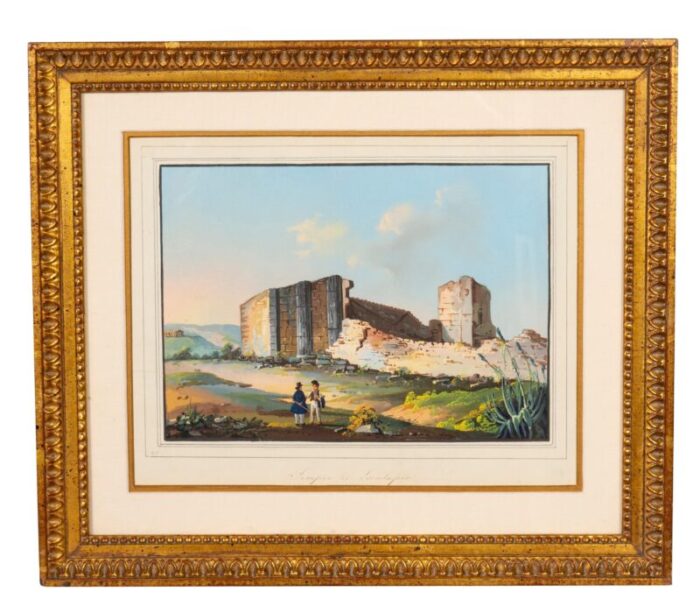 two italian grand tour gouaches of ancient temples a pair 5892