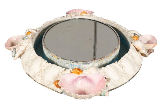 unusual porcelain plateau with sea shell decoration a pair 0497