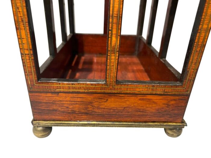 unusual regency rosewood and brass inlaid bottle caddy 2073