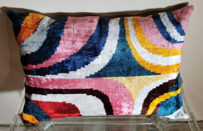 uzbekistan ikat fabric handmade rectangular cushion cover 1