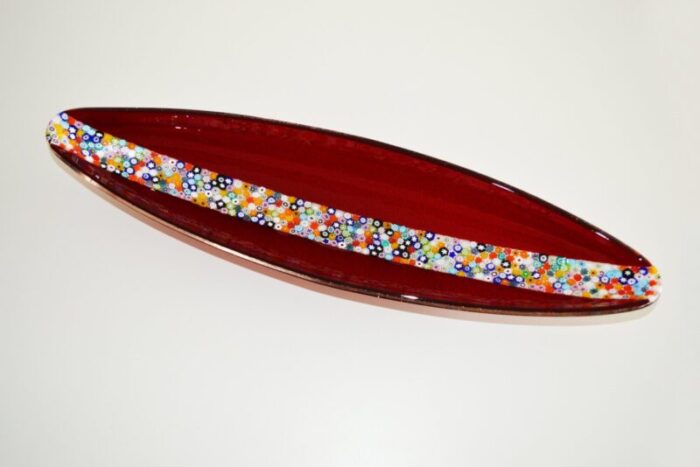 venetian red murano glass millefiori centrepiece by stefano birello for veve glass 1