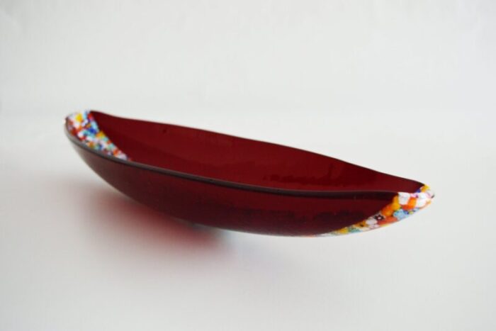 venetian red murano glass millefiori centrepiece by stefano birello for veve glass 2