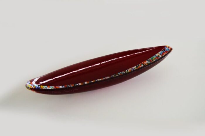 venetian red murano glass millefiori centrepiece by stefano birello for veve glass 3