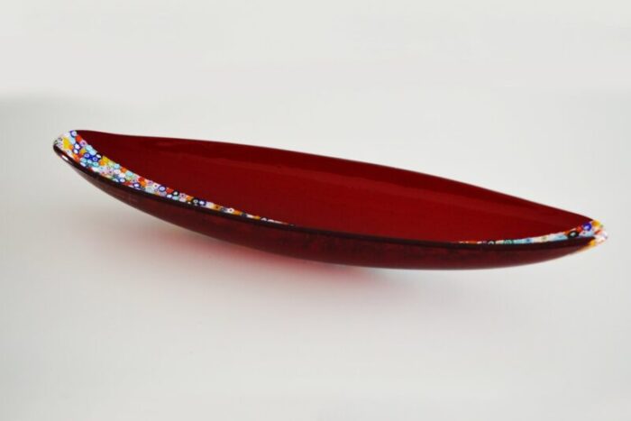 venetian red murano glass millefiori centrepiece by stefano birello for veve glass 4