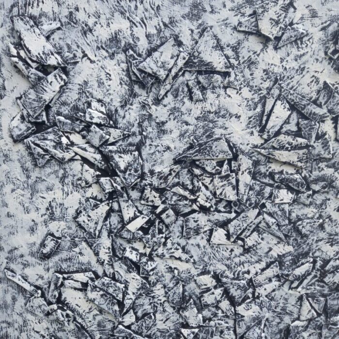 very large 39 x 39 black and white relief abstraction by diane grant 6928