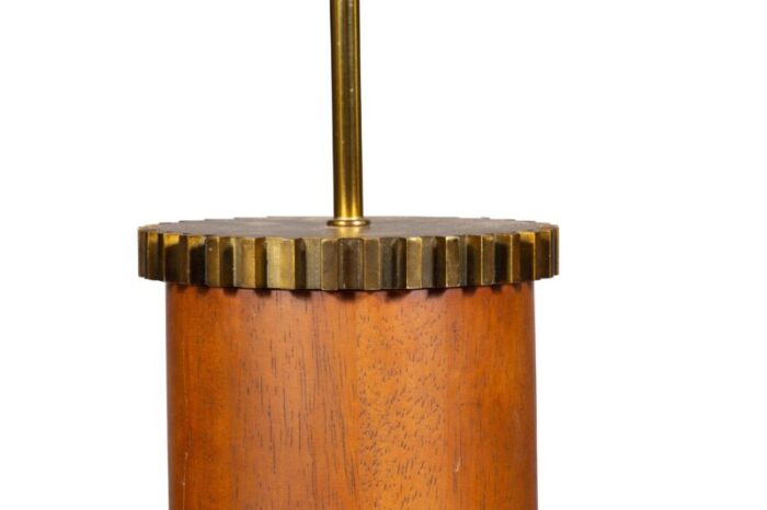 victoria hagan walnut and brass gear table lamps a pair 2864