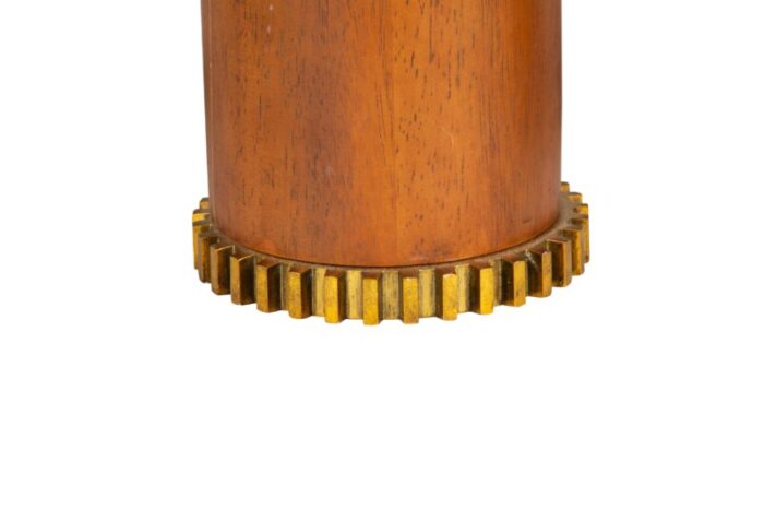 victoria hagan walnut and brass gear table lamps a pair 7196