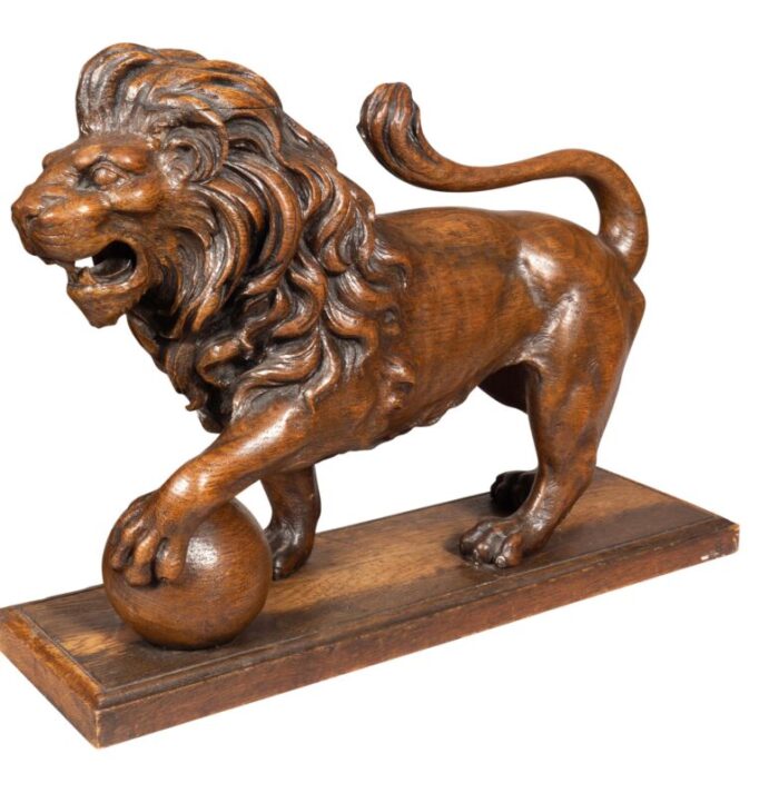 victorian carved oak lion 2587