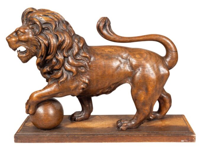 victorian carved oak lion 9625