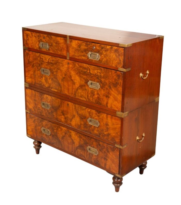 victorian figured walnut campaign chest 2245