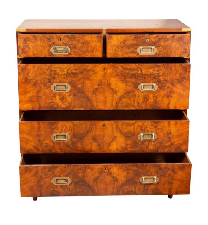 victorian figured walnut campaign chest 7265