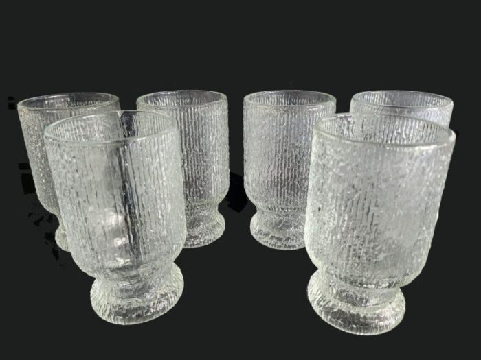 vintage 10 oz footed tumbler crystal ice by indiana glass set of 6 1501