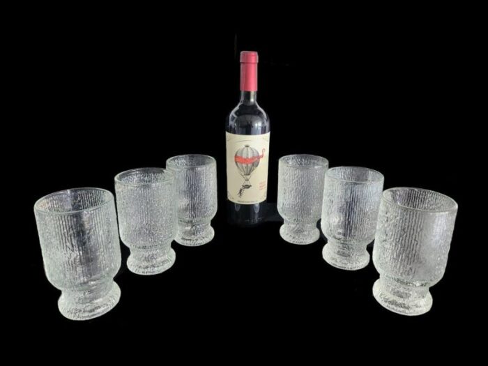 vintage 10 oz footed tumbler crystal ice by indiana glass set of 6 4501