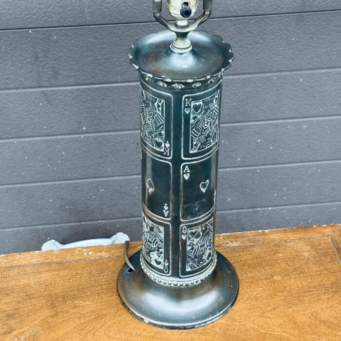 vintage ace king queen poker playing cards game room table lamp 0166