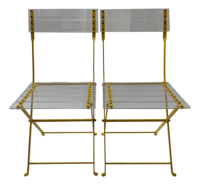 vintage acrylic glass folding chairs set of 2 1526