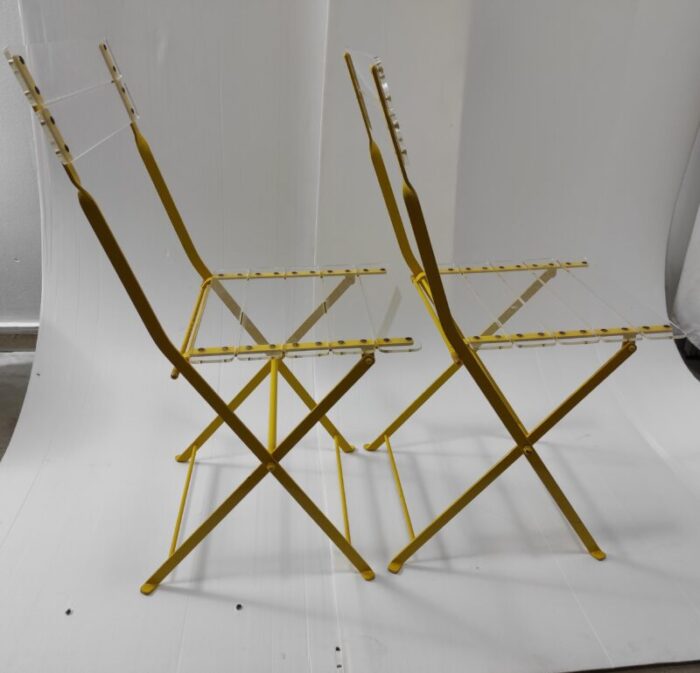 vintage acrylic glass folding chairs set of 2 2761