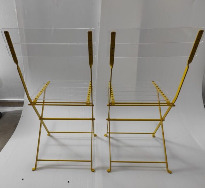 vintage acrylic glass folding chairs set of 2 6922