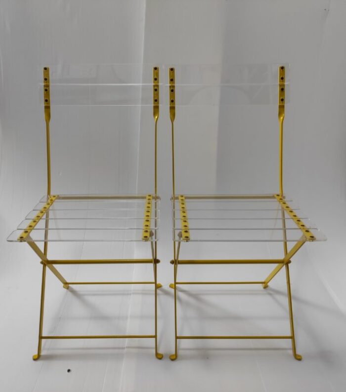 vintage acrylic glass folding chairs set of 2 6982