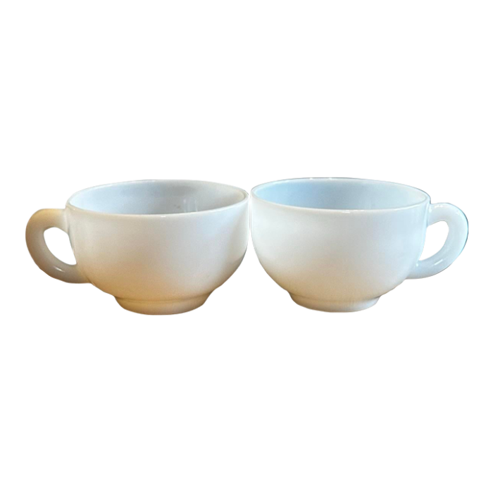 vintage anchor hocking anchorware milk glass tea cups 917 a pair 4902