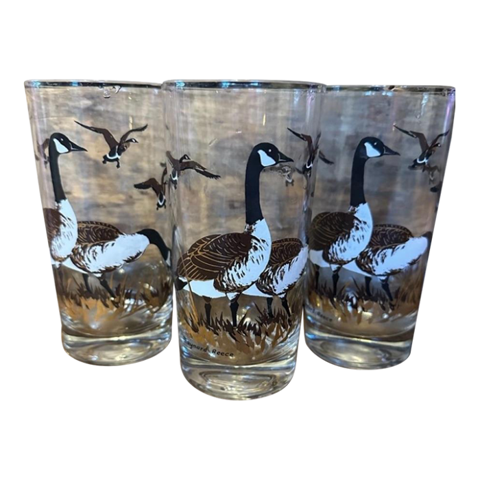 vintage anchor hocking triguba geese goose drinking glass tumblers set of 3 5252