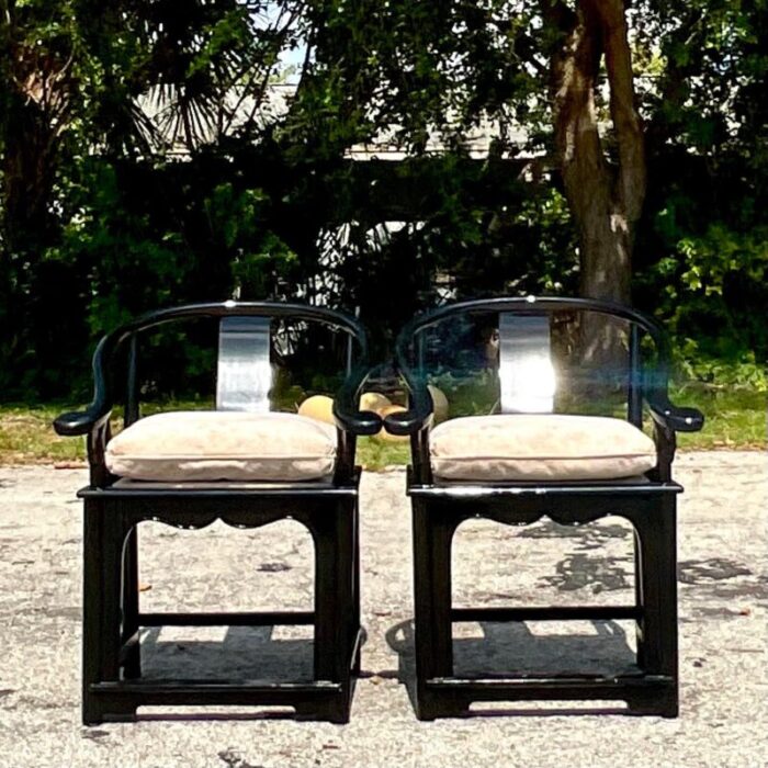 vintage asian lacquered ming lounge chairs a pair 1503