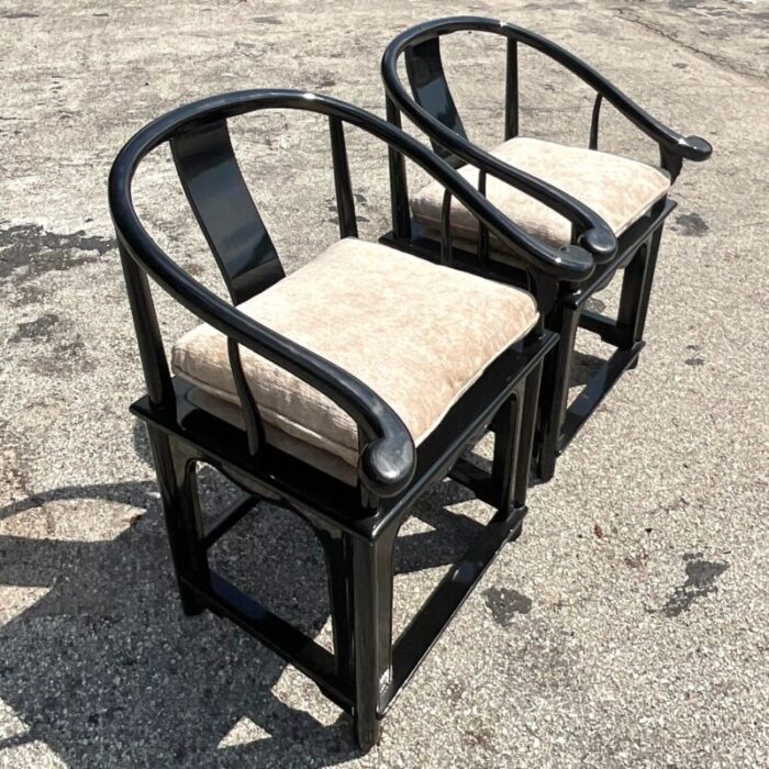 vintage asian lacquered ming lounge chairs a pair 9319