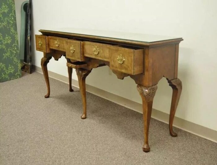 vintage baker stately homes queen anne burl walnut sideboard huntboard server 0262