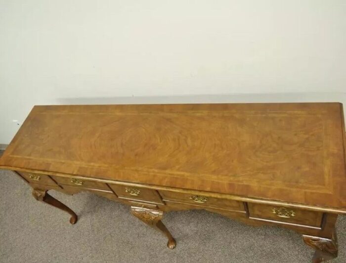 vintage baker stately homes queen anne burl walnut sideboard huntboard server 7305