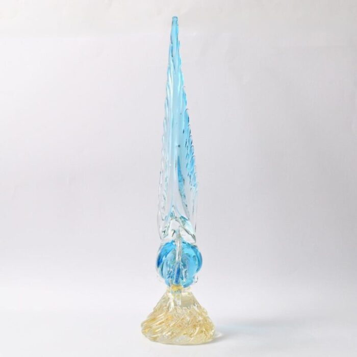 vintage blue and gold murano glass bird 1960s 4