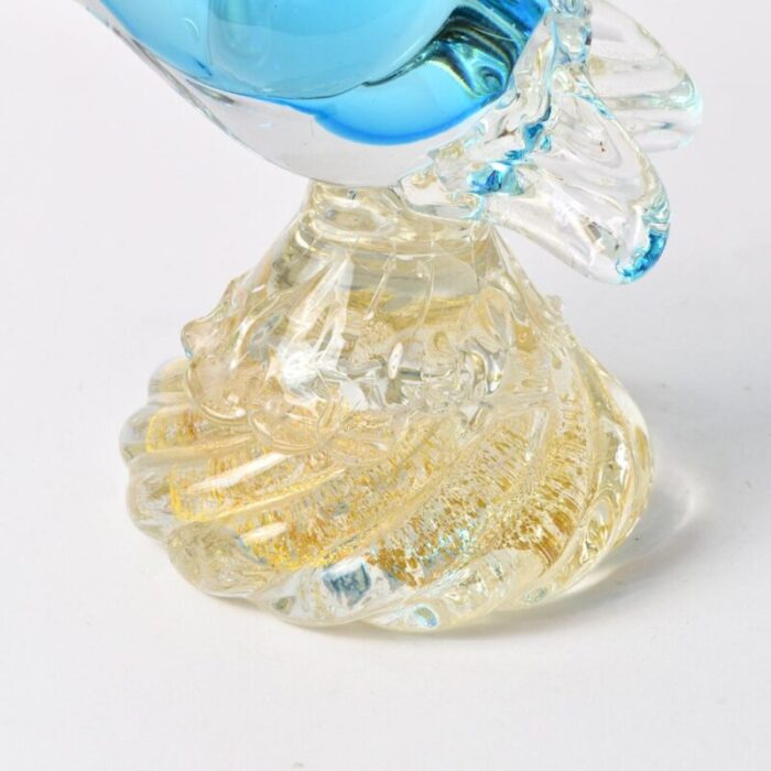 vintage blue and gold murano glass bird 1960s 8