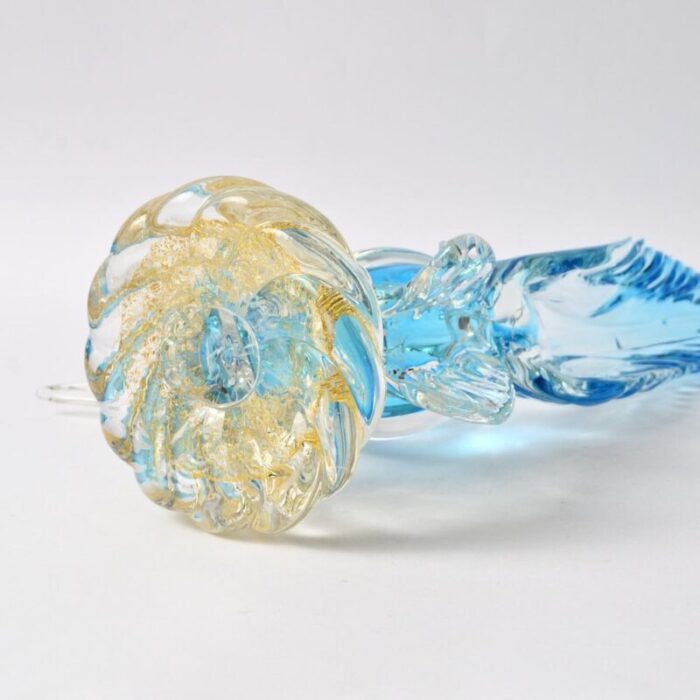 vintage blue and gold murano glass bird 1960s 9